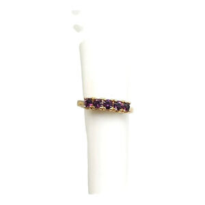 Joan River Purple Amethyst Rhinestone Five Stone Ring Gold Tone Size 6 Vintage